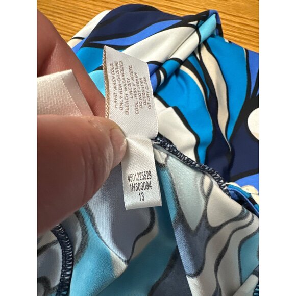 Chicos 3/4 Sleeve Blue Abstract Print Tunic Dress W/ Beaded Neckline Size 0 US S - Picture 8 of 9